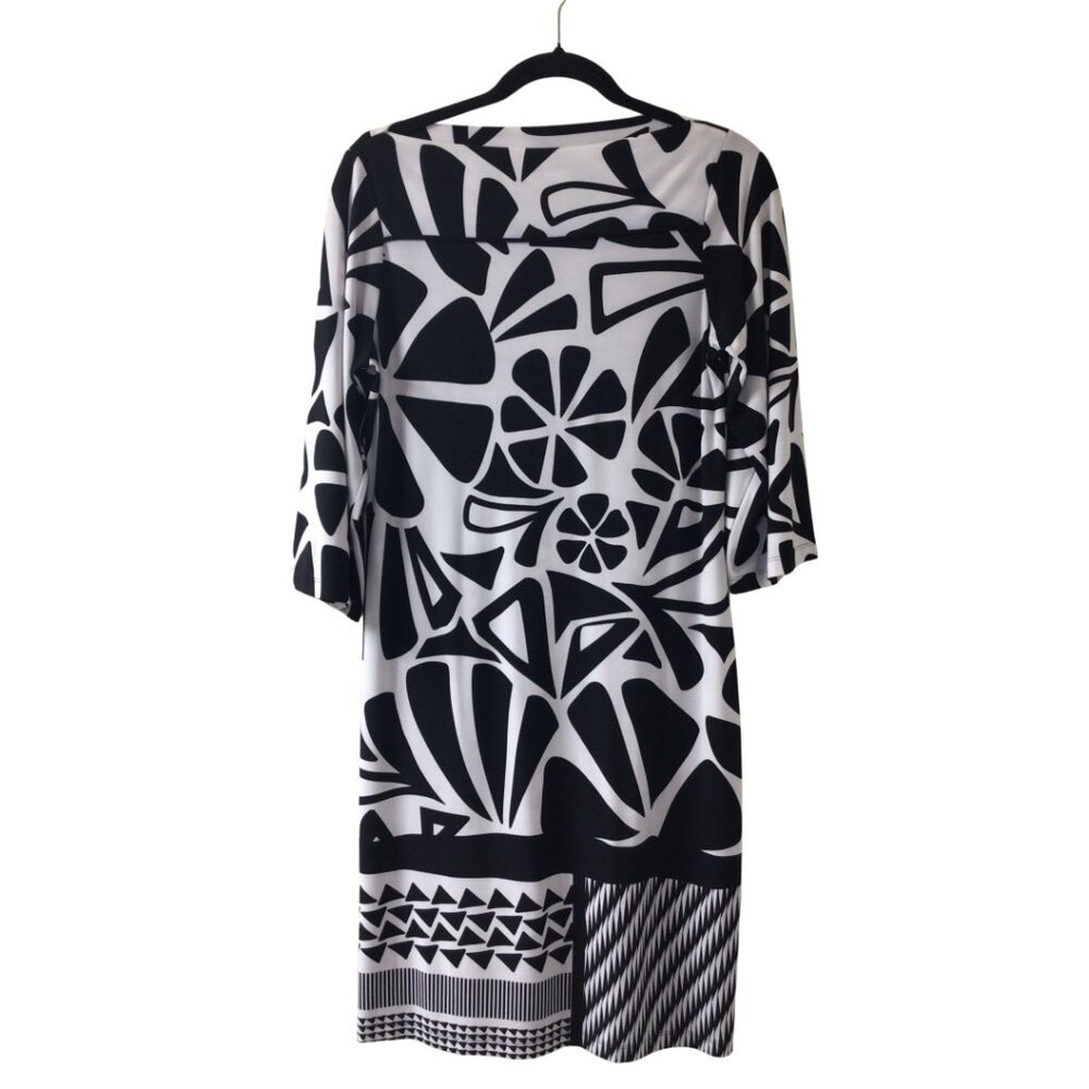 Lucy & Laurel Dress Women’s 12 Black & White Abstract Geometric Floral Print